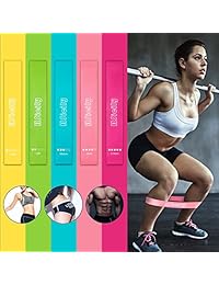 Bandas de resistencia HSicily para piernas y glúteos. Juego de 5 bandas de resistencia de 12 pulgadas para entrenamiento, fitness, entrenamiento deportivo, terapia física, estiramiento, elástico, fuerza, entrenamiento en casa