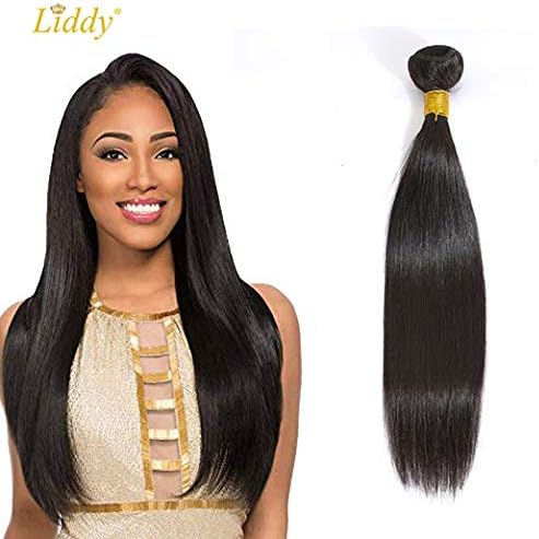 Liddy Brazilian Virgin Human Hair 100% Unprocessed Virgin Human Hair Extensions Straight Hair Weave Weft Bundle Can be Dyed and Styled Hair Weaving for Women One Bundle Natural Color (26")