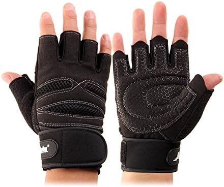 Lifemall GL Half Finger Fitness Gloves Gym Workout Training Outdoor Sports Wrist Wrap -Microfiber Cloth(Black,XL)