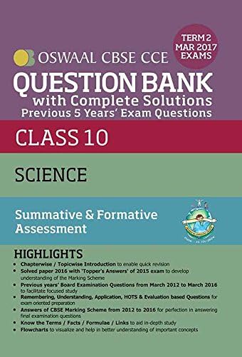Oswaal CBSE CCE Question Bank With Complete Solutions For Class 10 Term II: (October to March 2017) Science Paperback