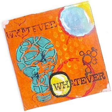 Mini Art - Home Decor - Teen Humor - "Whatever" - Lightbulb, Raindrops, Orange, Blue, Yellow, Circles