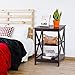 Giantex 3-Tier Nightstand, Modern X-Design Side Table with Storage Shelf, Bedside Tables with Versatile Shelf, Wooden End Table for Living Room, Bedroom, Easy Assembly, Espresso