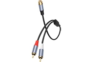 RCAs Y Adapters 1 RCAs Female to 2RCA Male Short Y Splitter Digital Stereo Sound Cable for Subwoofer, Home Theater Gold Plate