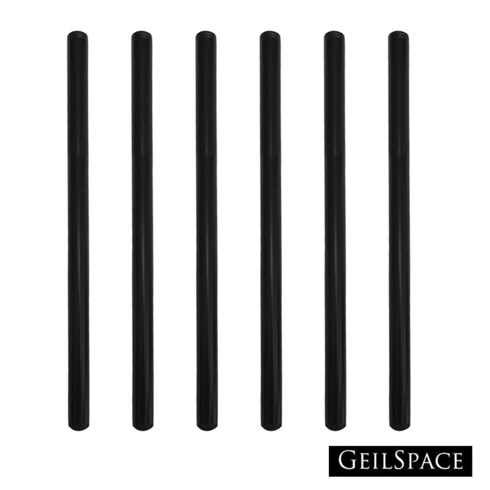 GeilSpace 6 Pack 3/4" × 24" Pre-Cut Black Metal Pipe, Industrial Steel Fits Standard Three Quarters Inch Black Threaded Pipes and Fittings - Vintage DIY Industrial Shelving (3/4" × 24", Black)