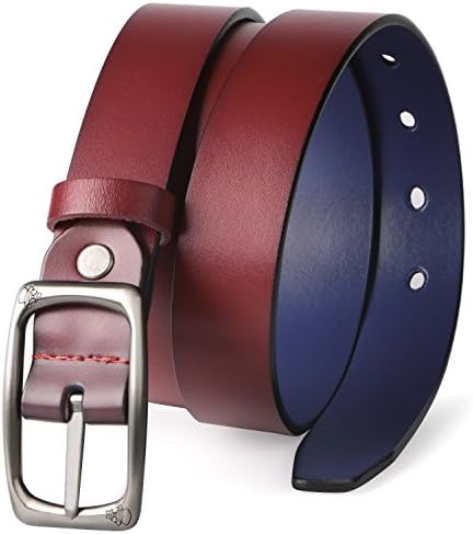 New Arrival Women Belt Cowhide Leather Red Blue, Designed Jeans Belt for Senior Students with Simple Style Pin Buckle by MoAnBee