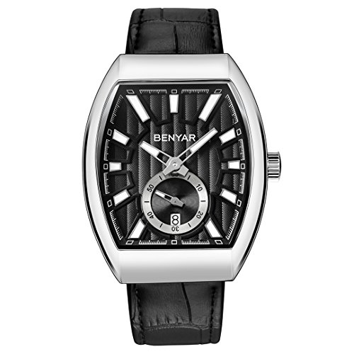 BENYAR Watches Men Fashion Business Quartz Watch with Black Leather Classical Casual Wrist Watch for Men (Silver Black) BENYAR Watches Men Fashion Business Quartz Watch with Black Leather Classical Casual Wrist Watch for Men (Silver Black)
