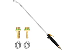 VANPET 29 Inches Sprayer Wand,1/4" & 3/8" Brass Barbs Sprayer Wand Replacement, Stainless Steel Replacement Sprayer Wand with Shut off Valve & 2 Hose Clamps (1/4" & 3/8" Barb Sprayer Wand)