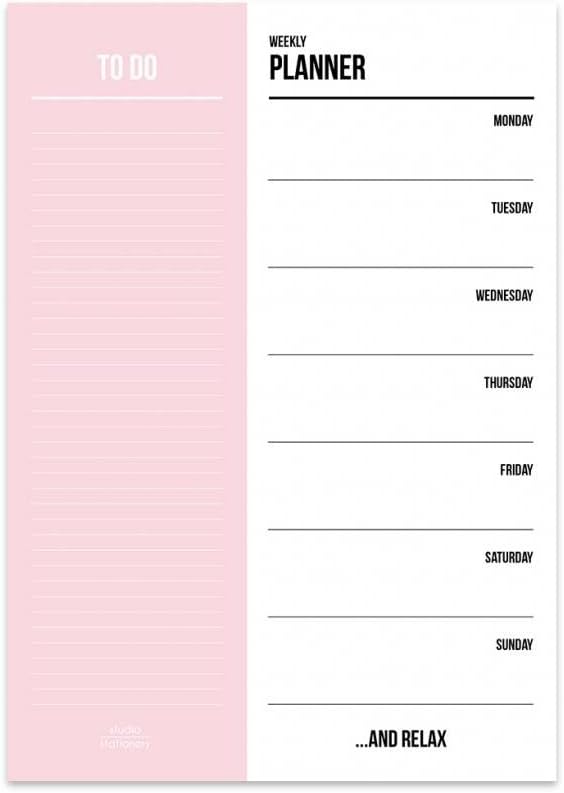 Weekly planner pink