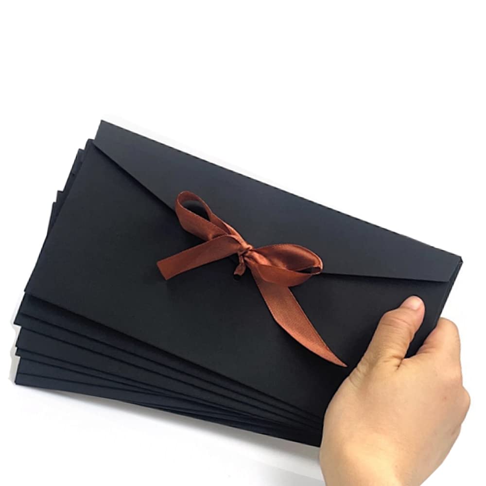 10 Pack Retro Kraft Envelopes Buckle Envelope with Ribbon Gift Card Premium Envelopes for Handmade Invitations Letters Wedding Birthday or Festival Cards Envelope