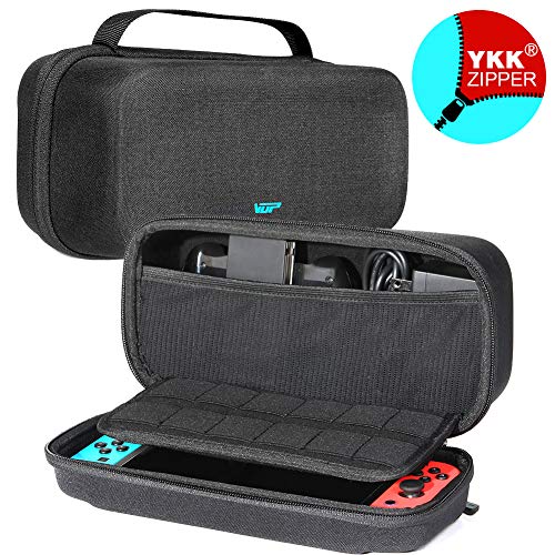 VUP Nintendo Switch Case, Switch Hard Cover Protective Travel Storage Shell for Nintendo Switch Console & Accessories with 18 Game Cartridges and Handle (Black)