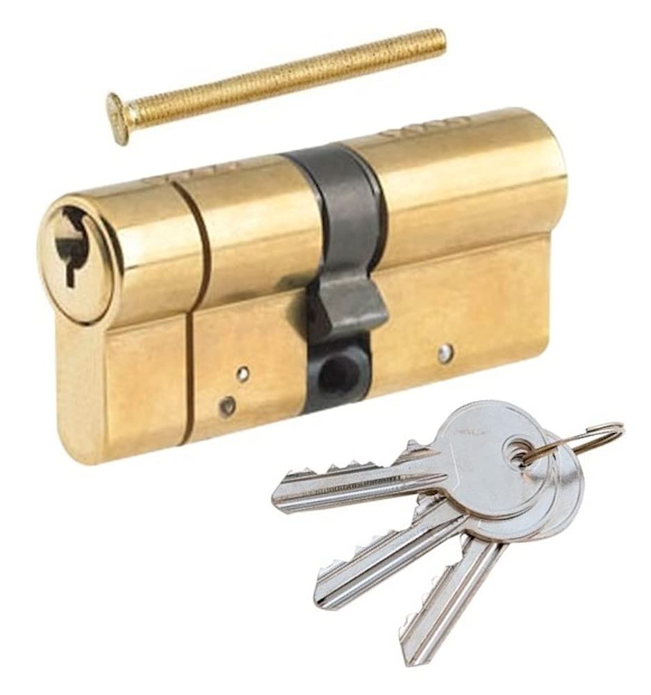Merriway BH07252 6-Pin Euro Anti-Bump Anti-Snap Double Profile Cylinder Lock, 40-45 mm (85 mm Overall Length), Polished Brass Finish