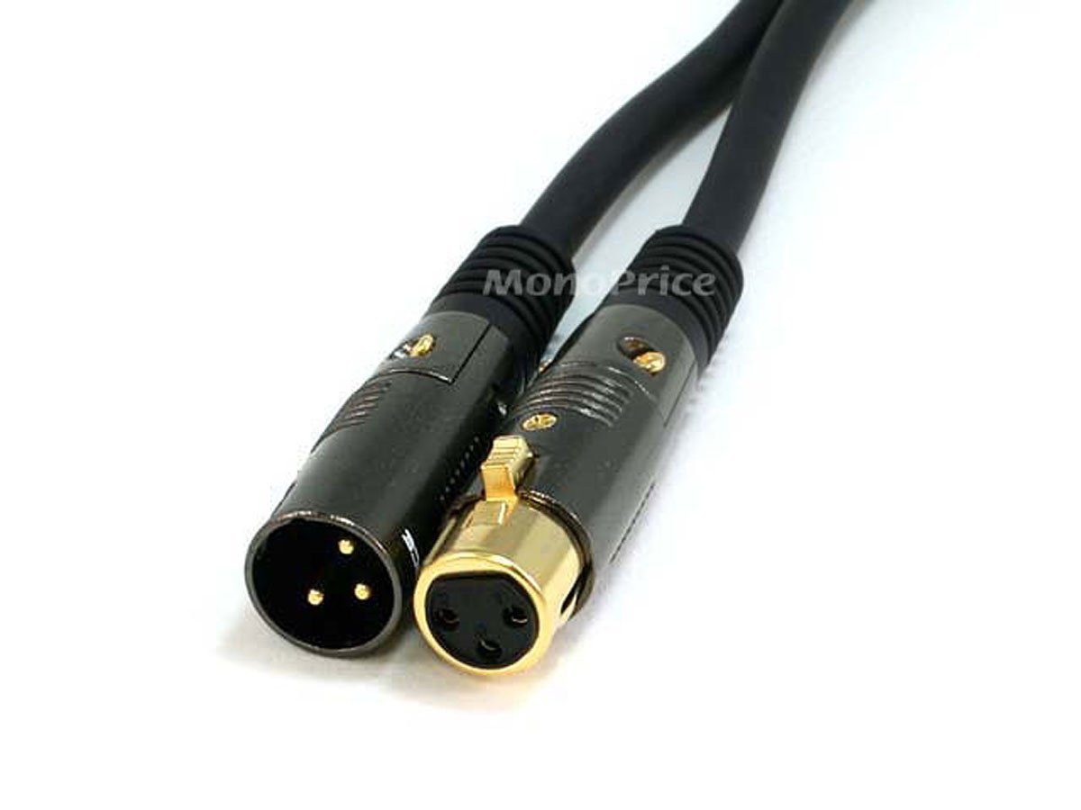 Monoprice XLR Male to XLR Female Cable - for Microphone, Gold Plated, 16AWG, 10 Feet, Black - Premier Series