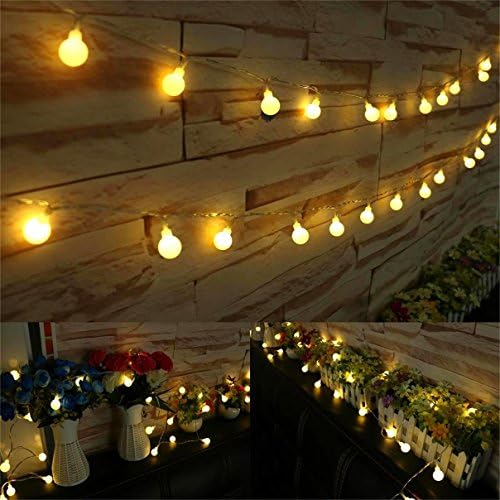 Globe Fairy Lights Battery Operated String Lights FFNW 10M Curtain Window Battery Decorative String Lights for Bedroom Garden Indoor Outdoor Patio Christmas Birthday Wedding (Warm White)