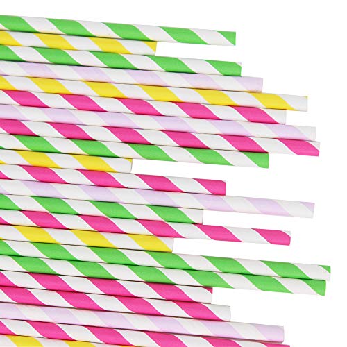 Belinlen Papier-Trinkhalme, gestreift, biologisch abbaubar, umweltfreundlich, Papier-Trinkhalme, für Säfte, Shakes… – Bild 3