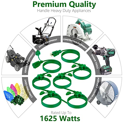 KASONIC Outdoor Extension Cord 50 FT, Evenly Spaced 6 Outlets Plugs, 16