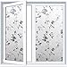 Window Decor Film Cling Privacy Frosted Flowers Sticker Glass Heat Control Stained Glass DIY Static Film Glue Free PVC Vinyl For Home Kitchen Office College Store 17.7X78.Inch