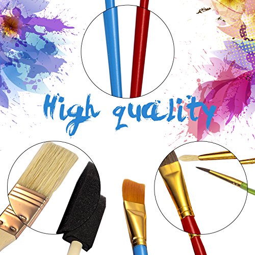 YOUNG4US Paint Brush Set, 25 PCS Nylon Bristle Sponge and Camel Hair Brushes for Acrylic Oil Watercolor Gouache Painting Artist Professional Painting Kits, All Purpose Paint Brush Value Pack - Thumbnail 3