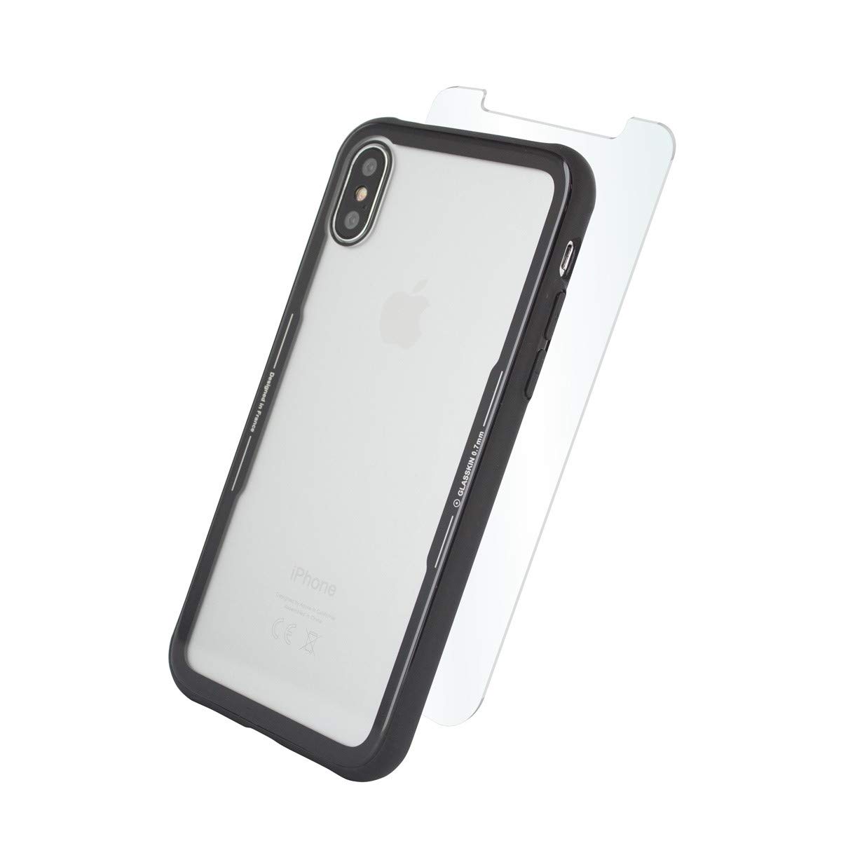 Muvit MUPAK0380 - Pack with Glass Skin Case and Tempered Glass Screen Protector for Apple iPhone X