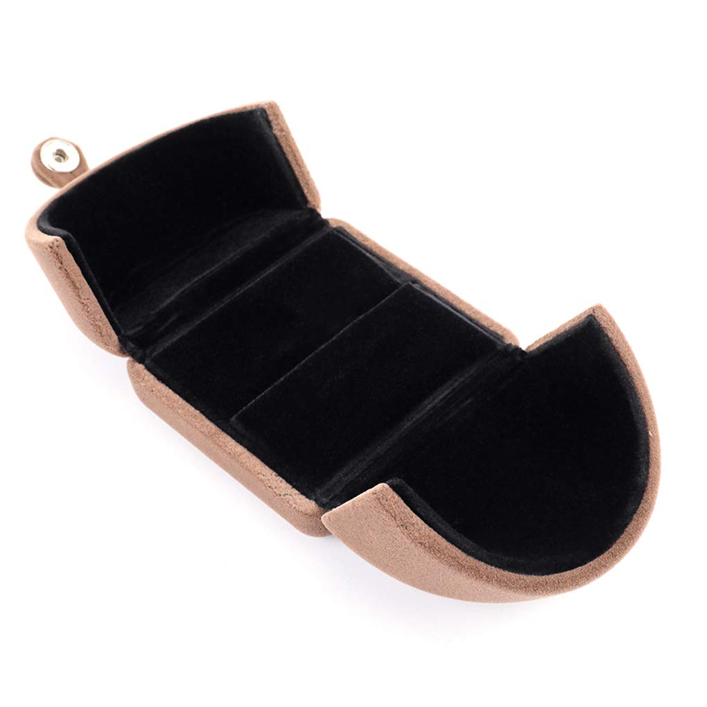 Rolin Roly Velvet Gift Ring Box Jewelry Storage Case Flocked Boxes Brown Soft Jewellery Organiser Box for Women Weddings Proposal Birthday Anniversary