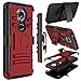 Moto G6 Play Case, Zenic Heavy Duty Shockproof Full-Body Protective Hybrid Case Cover with Swivel Belt Clip and Kickstand for Motorola Moto G6 Play (Red)