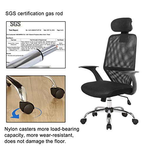 YAMASORO Office Mesh Task Chair Mid Back Swivel Computer Desk Chairs with Backrest,Armrest and Adjustable Seat Height for Home Office Conference Room (Black-8102)