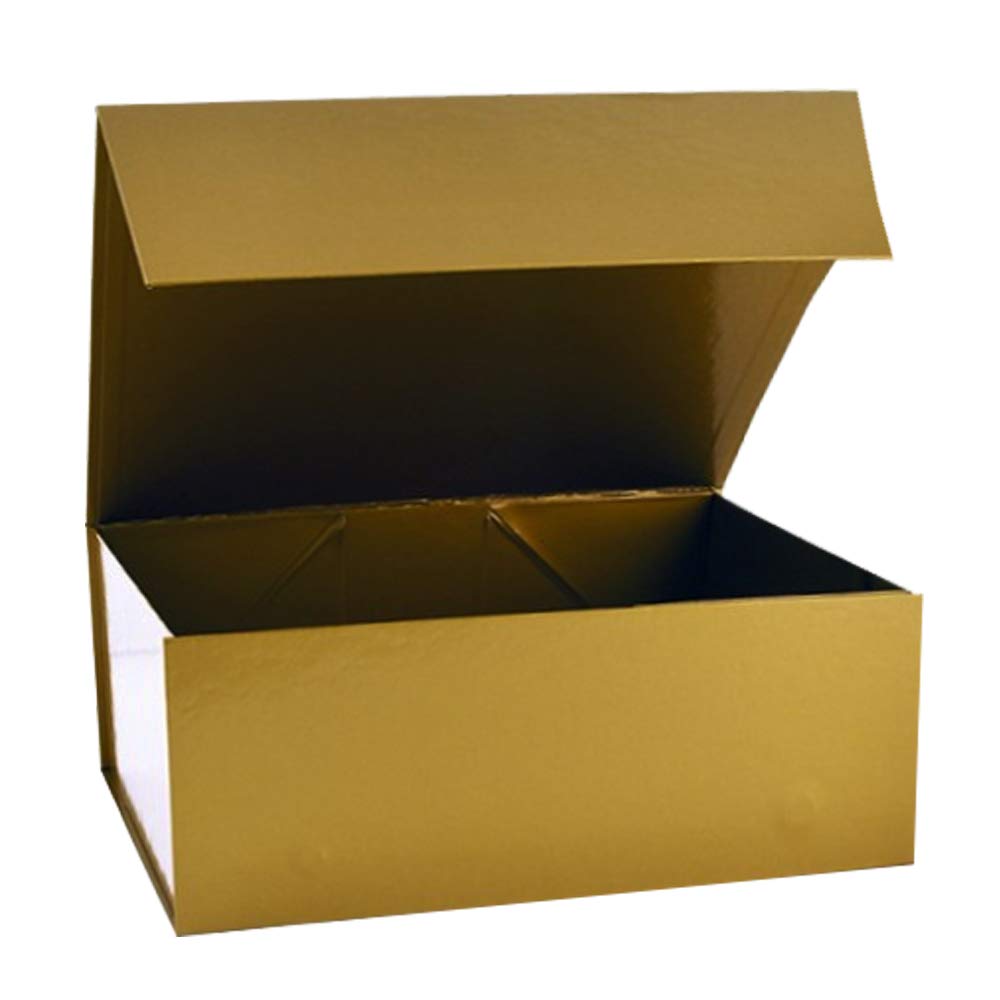 Offer Shop Gold Gift Box Rigid Presentation Box For Gifting Chocolates and All Occasions Golden Boxes - Size 16 x 20 x 8 cm