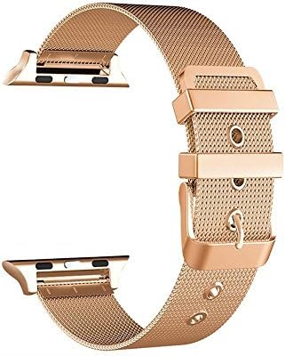 SIXRARI Apple Watch Band 42MM, New Milanese Loop Stainless Steel IWatch Bands With Classic Buckle Replacement Strap For Apple Watch Series 3 Series 2 Series 1 Nike + Edition Sport ( ROSE Gold )