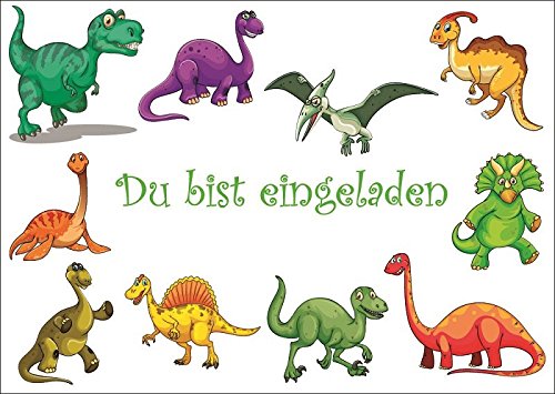 Edition Colibri 10729 Novelty Dinosaur Kids Birthday Party Invitation Cards / Invites or for Museum Visit, Environmentally Friendly, Carbon Neutral Print, Set of 10