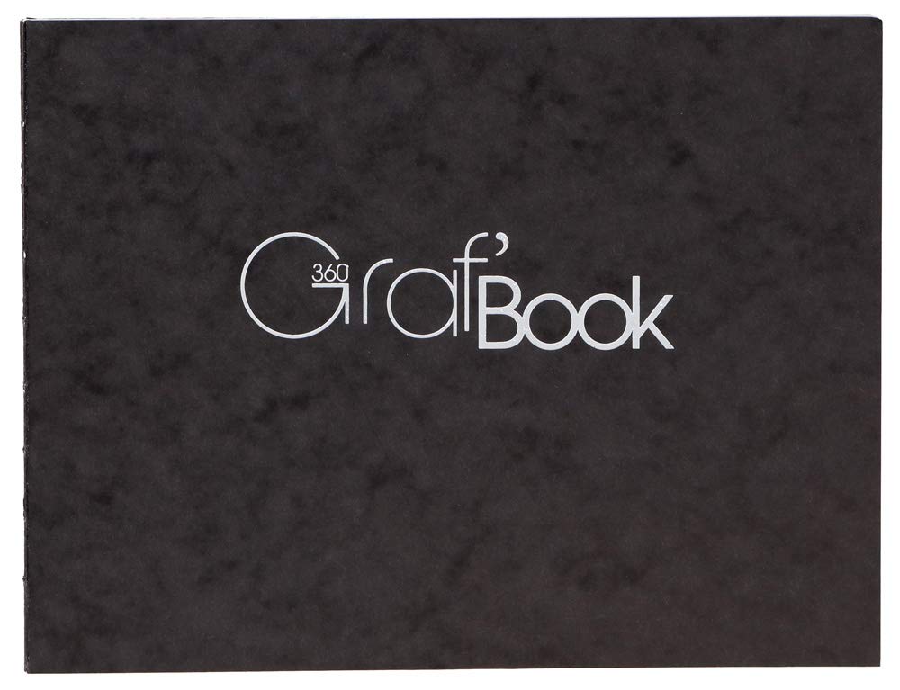 Clairefontaine - Ref 975805C - Graf Book 360 Raw Binding Book (100 Sheets) - 19 x 25cm in Size, 100gsm Paper, Acid Free, pH Neutral, Portrait Orientation - Black Cover