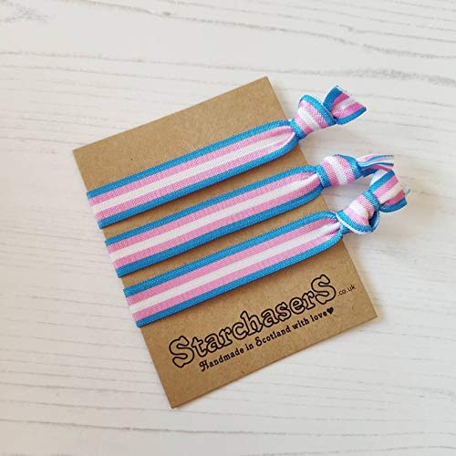 Transgender Stripe Elastic Wrist Bands Or Hair Ties Pack Of 3
