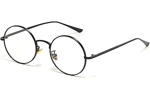 D Lolylad Classic Round Glasses for Women Men Retro Circle Clear Lens Non-Prescription Metal Frame Glasses