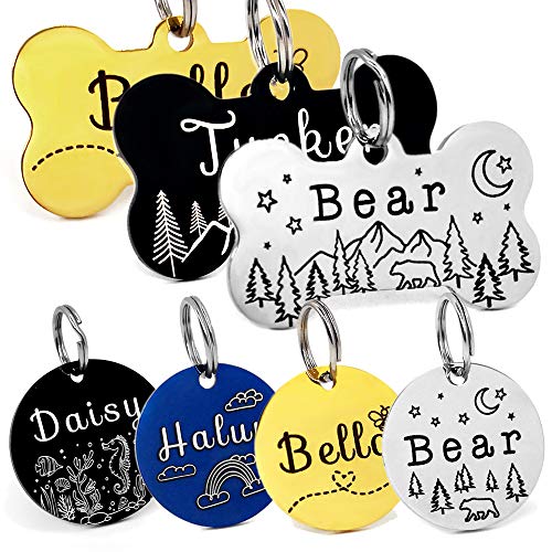 YiXiEr Personalized Cat Tags Dog Tags Front And Back Engraved 