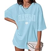 Hawaiian Shirts for Women Oversized Hawaii Graphic Tees for Teen Girls Preppy Aesthetic Shirts Beach T Shirts Tops