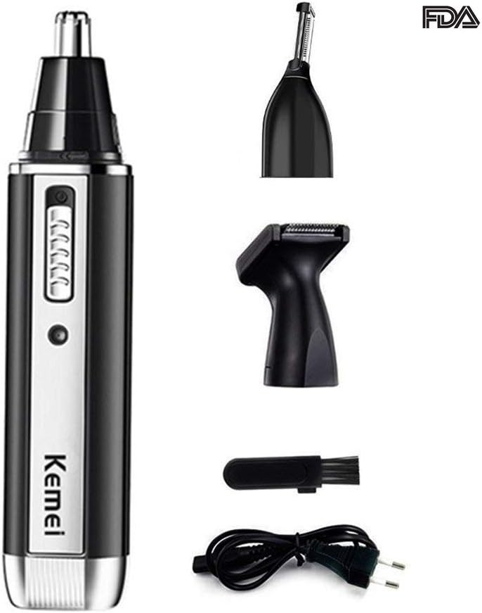 Nose Hair Trimmer 3 in 1 Electric Eyebrow Trimmer Cordless Sideburns Clippers for Men/Women Facial Care,Washable and Dry Wet Dual Use. (Rechargeable)