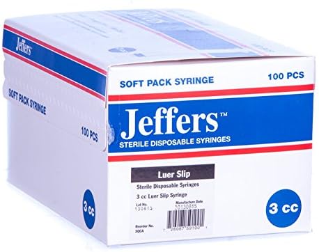 Jeffers Luer Slip Syringes 3cc (ml) (Box of 100)