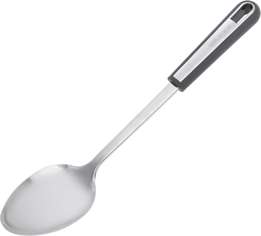 Wiltshire Aspire Solid Spoon Stainless Steel with Soft Touch Grey Handle
