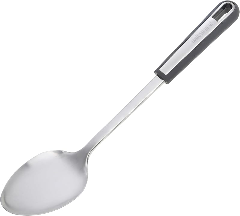 Wiltshire Aspire Solid Spoon Stainless Steel with Soft Touch Grey Handle