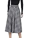 Tanming Women's Elastic Waist Belted Wool Blend Check Plaid Midi Skirt (Medium, Blue)