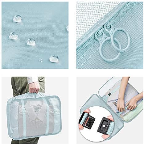 Packing Cubes 7 Pcs Travel Luggage Packing Organizers Set with Toiletry Bag (Pale blue) 3 Packing Cubes 7 Pcs Travel Luggage Packing Organizers Set with Toiletry Bag (Pale blue)