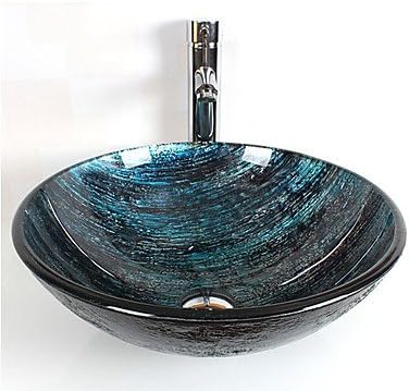 TY Round tempered glass modern bathroom set sink