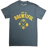 10oz Apparel Men's Life is Brewtiful mens Beer T-shirt XL Charcoal