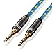 FRiEQ 3.5mm Male To Male Car and Home Stereo Cloth Jacketed Audio Cable (4 Feet/1.2M) for iPhone, iPad, iPod, Smartphones and mp3 players (Plug will be Fully Seated with Phone Case On) Blue/Yellow