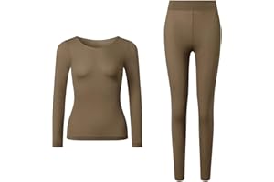 Seamless Elastic Thermal Inner Wear for Women, Ultra-Thin Soft Self-Heating Underwear Set, Warm Base Layer Top & Bottom