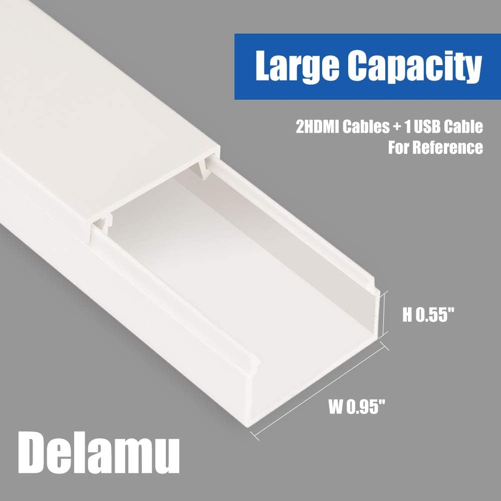 Cord Cover Raceway Kit, 157in Cable Cover Channel, Paintable Cord Concealer System Cable Hider, Cord Wires, Hiding Wall Mount TV Powers Cords in Home Office, 10X L15.7in X W0.95in X 0.55in: Home Audio & Theater