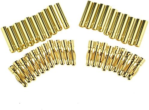 20 Pairs Gold Tone Metal RC Banana Bullet Plug Connector Male Female 4mm
