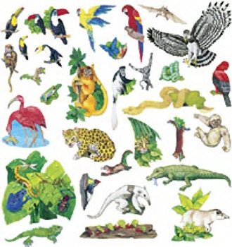 Little Folk Visuals Rain Forest Animals Precut Flannel/Felt Board Figures, 31 Pieces Set