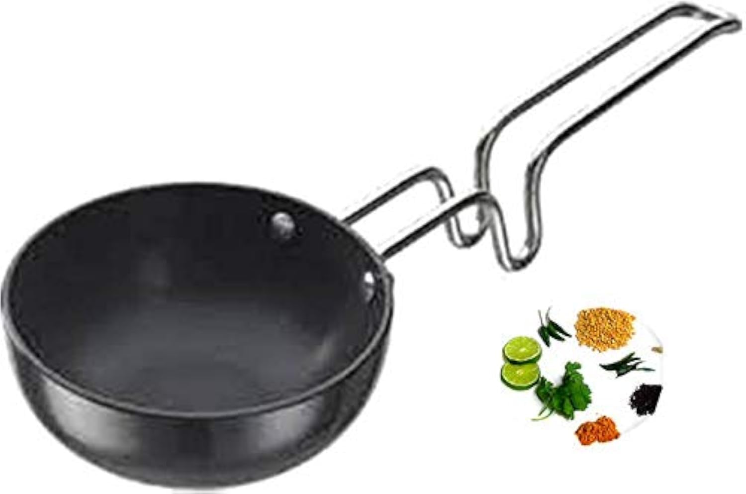 Shradha Trading Hard Anodized Tadka Pan,Large Tadka Pan for saag, dal, kadhi, dhokla