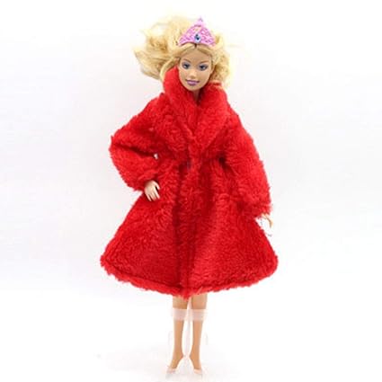 NUOFENG Inconceivable Dress Doll Coat in Creamy White Fur fits American Girl Dolls Made, Fashion Forward Off-White Fur Doll Clothes Dress Coat fits 18 Inch Dolls for Sp(None Coat, red.)