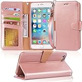 Arae Wallet case for iPhone 6s Plus/iPhone 6 Plus [Kickstand Feature] PU Leather with ID&Credit Card Pockets for iPhone 6 Plus / 6S Plus 5.5 inch (not for 6/6s) (Rosegold)
