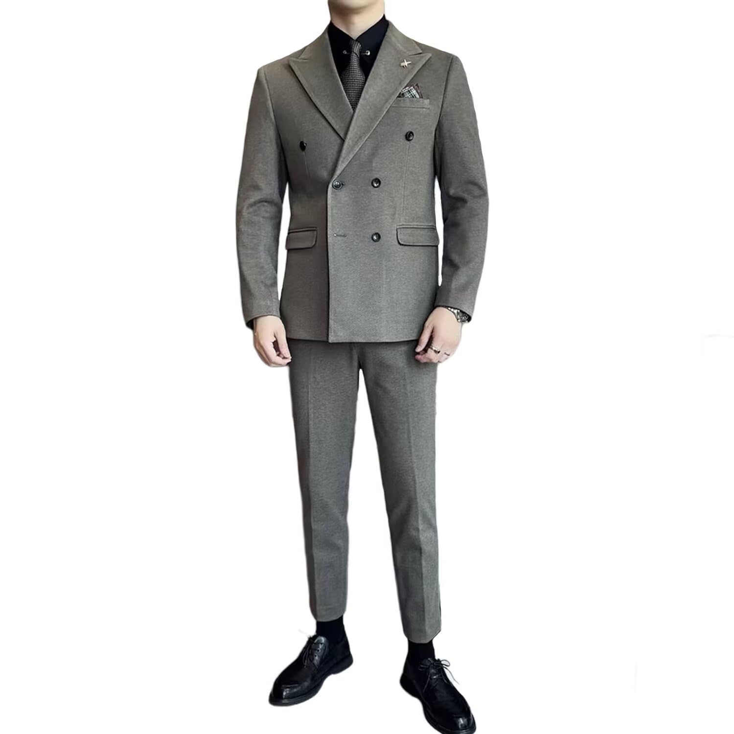 Yucahype ツイードスーツ ダブルブレステッド 上下セット 5XL ブラウンの商品画像